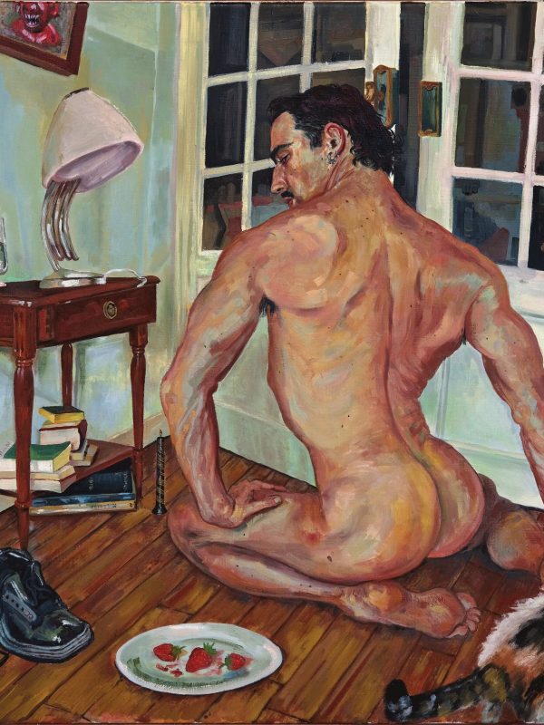 Kneeling figure, 2025 by Clément Louis. Oil on linen