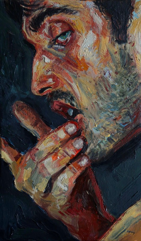 The listener, 2026 by Clément Louis. Oil on linen